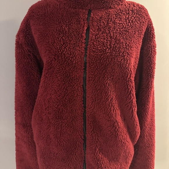 PINK Victoria's Secret Red Teddy Jacket Plush Cozy Outerwear - Picture 1 of 6